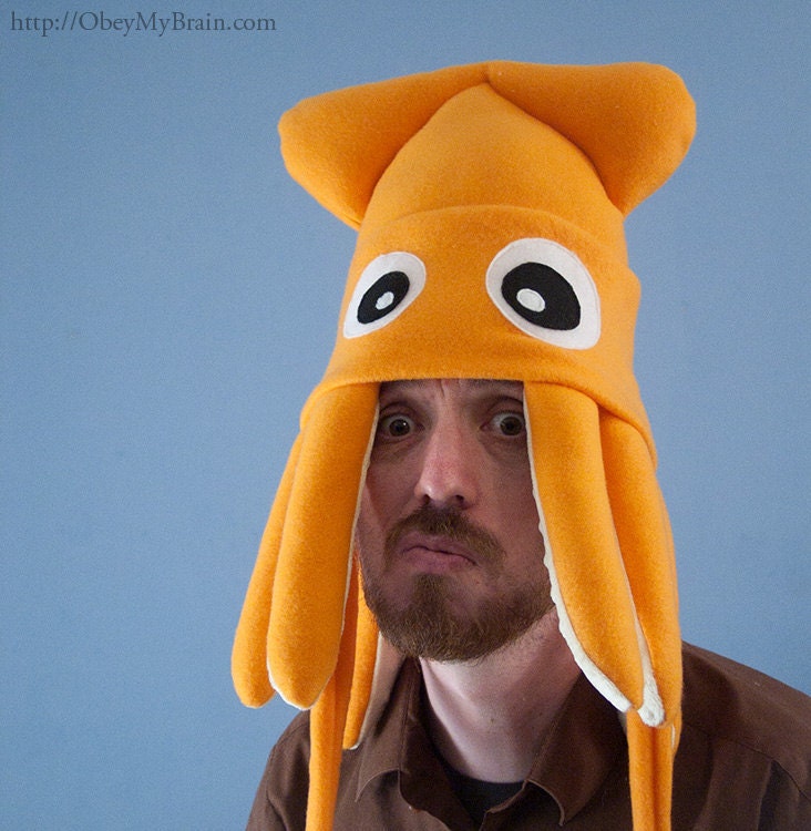 Medium Fleece Squid Hat - Orange