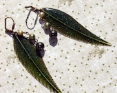 READY TO SHIP - Glittery Green Long Leaf Earrings