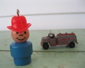 Vintage Fisher Price key chain/necklace- cowboy