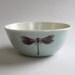 rustic bowl in ocean blue with dragonfly