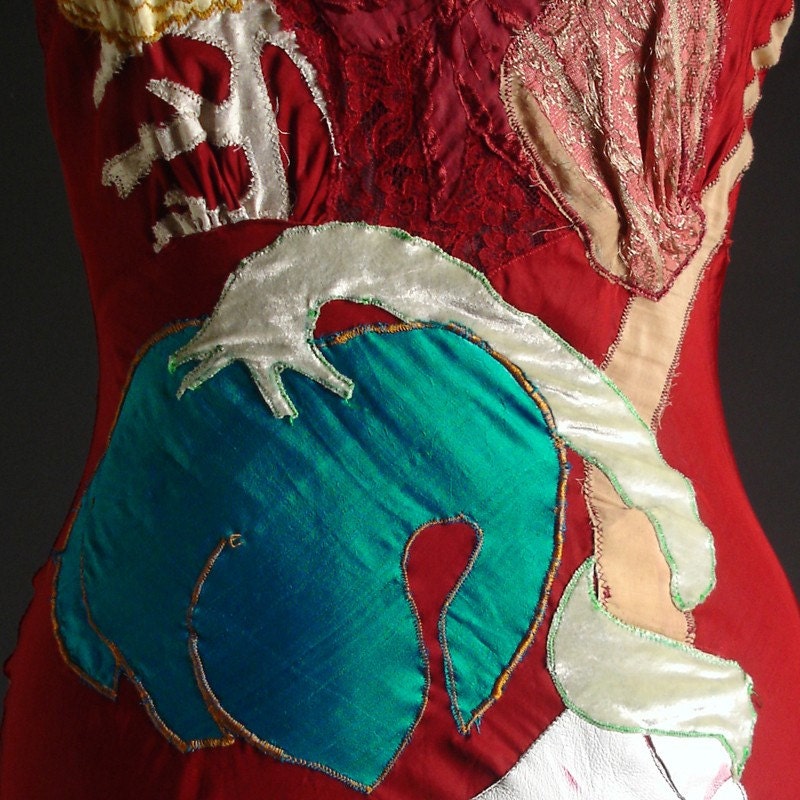 Scapular Art Dress Recycled Vintage Slip
