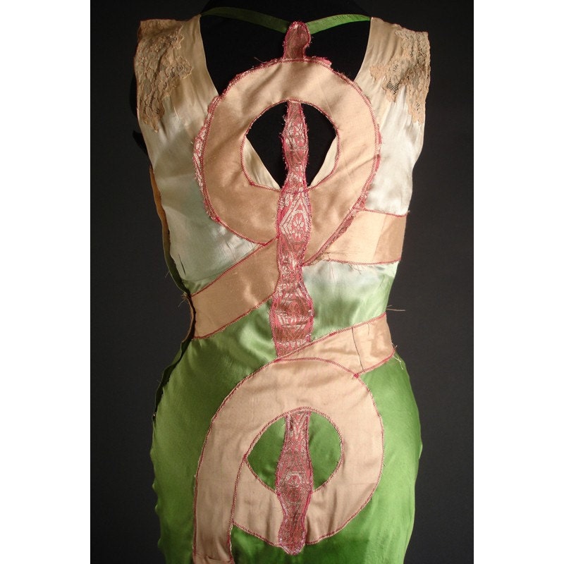Serpent Art Dress Recycled Vintage Silk Nightgown