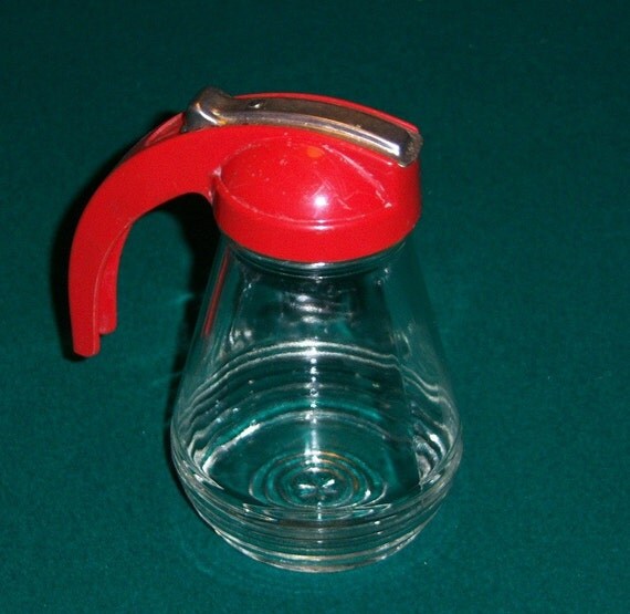 Vintage Pancake Syrup Dispenser with Red by UknowUneedAnother