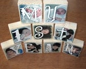Personalized Photo Blocks Set of 9 Letters- MY 1ST YEAR for baby's first birthday party decor or gift
