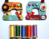 Sew Far Sew Good Lino Sewing Machine Brooch