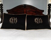 King Sham Set - Large Font Monogrammed Pillow Shams - Set of Two