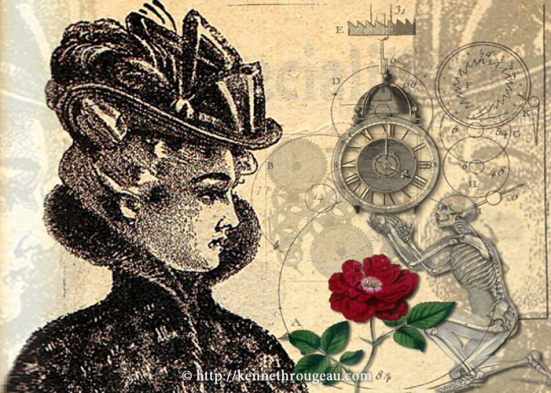 Give Her Time - 11x14 Steampunk Romance Inspired Fantasy Fine Art Print