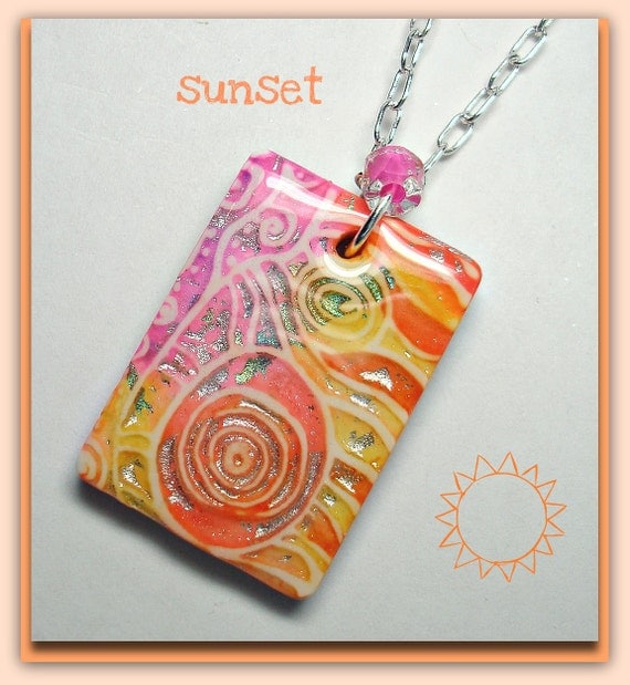 Florida Sunset Pendant Rectangle Faux Dichroic