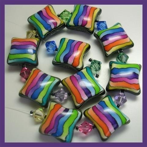 Polymer clay Rainbow Pillow Bead Set