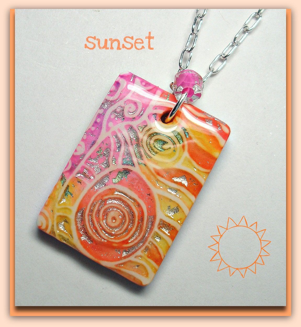 Florida Sunset Pendant Rectangle Faux Dichroic