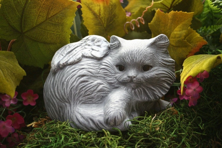 Cat Angel Statue With Long Hair - Pet Memorials