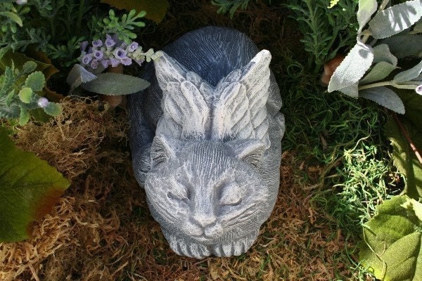 Angel Cat Statue "Basking In the Sunshine" Garden Sculpture