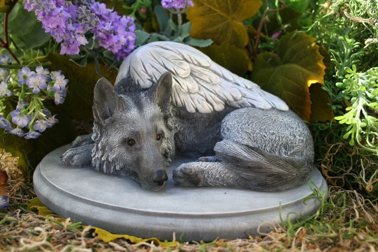 German Shepherd Angel Dog Statue - "Forever My Guardian Angel"