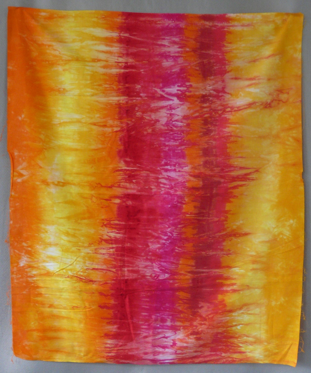 Hand Dyed Cotton Sateen yard, Autumn, fuchsia, red, orange gold