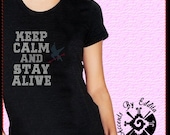 The ORIGINAL Keep Calm and Stay ALIVE with Mockingjay and Arrow DIY Rhinestone Iron on Transfer Hunger Games Inspired