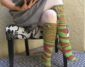 Knee High Socks Orange and Green