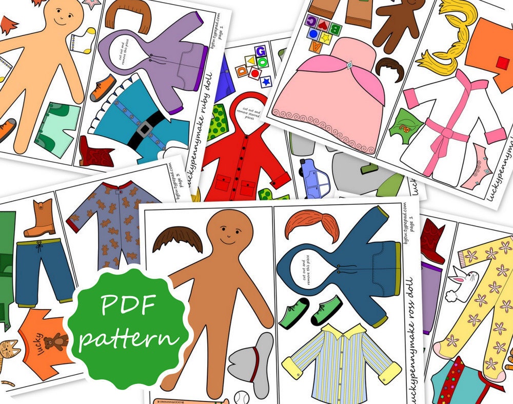 Boy & Girl Magnetic Paper Doll PDF Patterns - Instant Download
