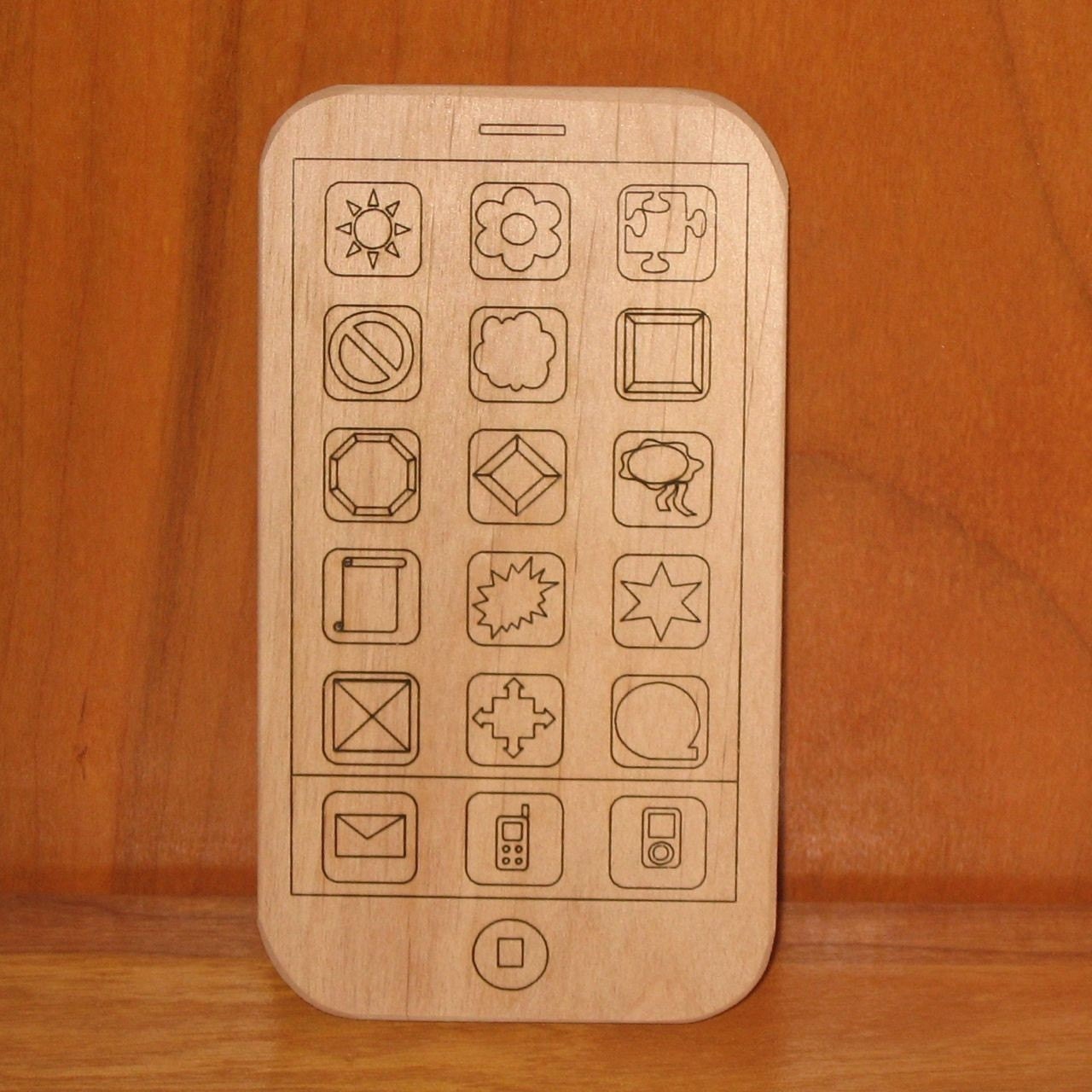 Wood iPhone Smart Phone Toy - Kids Handmade Wooden Toy