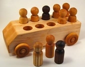 Natural Wood Toy Bus