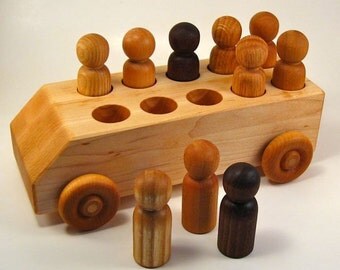 Natural Wood Toy Bus