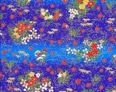 Red Flowers on Deep Blue Japanese Yuzen Chiyogami Washi Paper Sheet  23 x 15 cm (9 x 6 inches)