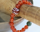 Carnelian Wrist Mala Tibetan and Moss Agate Yoga Buddhist Prayer Beads