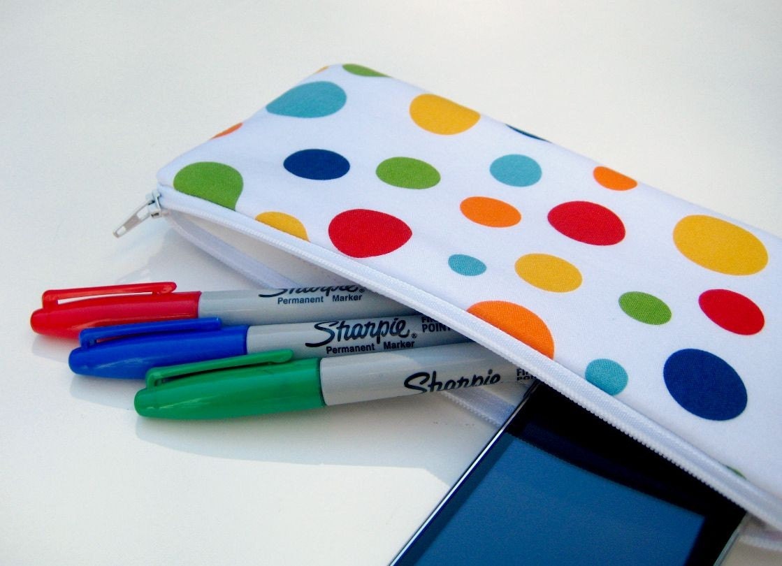 Makeup Bag Pencil Case in Play Lolli Polka Dots