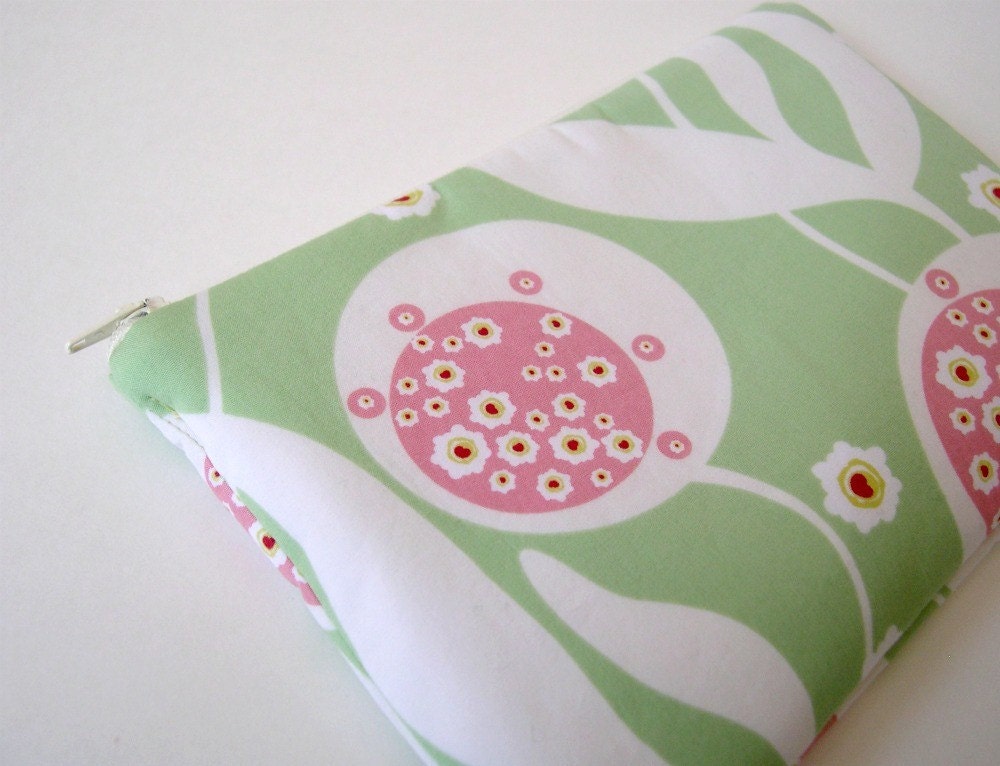 Slim Makeup Bag in Pink and Green Coriander