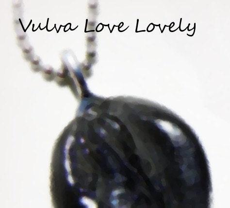 Black and Purple Vagina Charm: Vagina Vulva Pendant-- mature