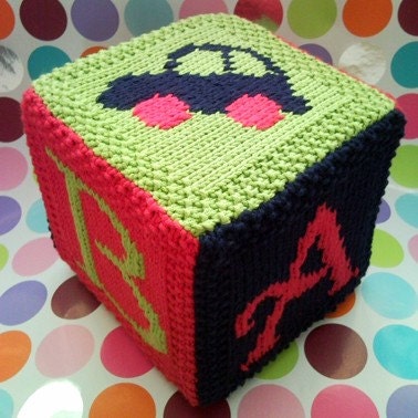 PDF knitting pattern ABC cube toy - instant download after purchase