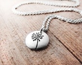 Tiny dandelion - silver necklace eco friendly wish pendant recycled