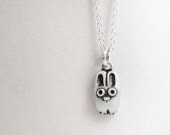 Very tiny rabbit necklace - silver bunny charm pendant eco friendly animal jewelry recycled