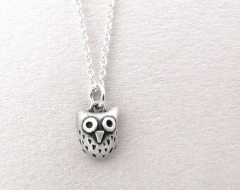 Very tiny owl necklace - silver owl jewelry small pendant eco friendly