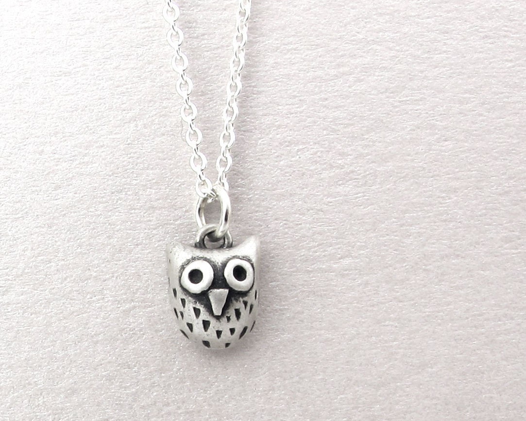 Very tiny owl necklace - silver owl jewelry small pendant eco friendly