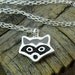 Raccoon necklace - silver and concrete raccoon pendant - animal jewelry