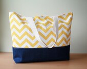 XL Beach Bag/Diaper Bag in Yellow-Ready To Ship