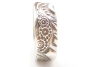 Wide Silver Ring with Paisley Texture, Silver Band Ring, Abstract Silver Ring, Silver Wedding Ring