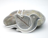 Silver Bird Pendant, Leaf Wing, Silver Bird Necklace, Silver Dove Pendant, Silver Dove Necklace