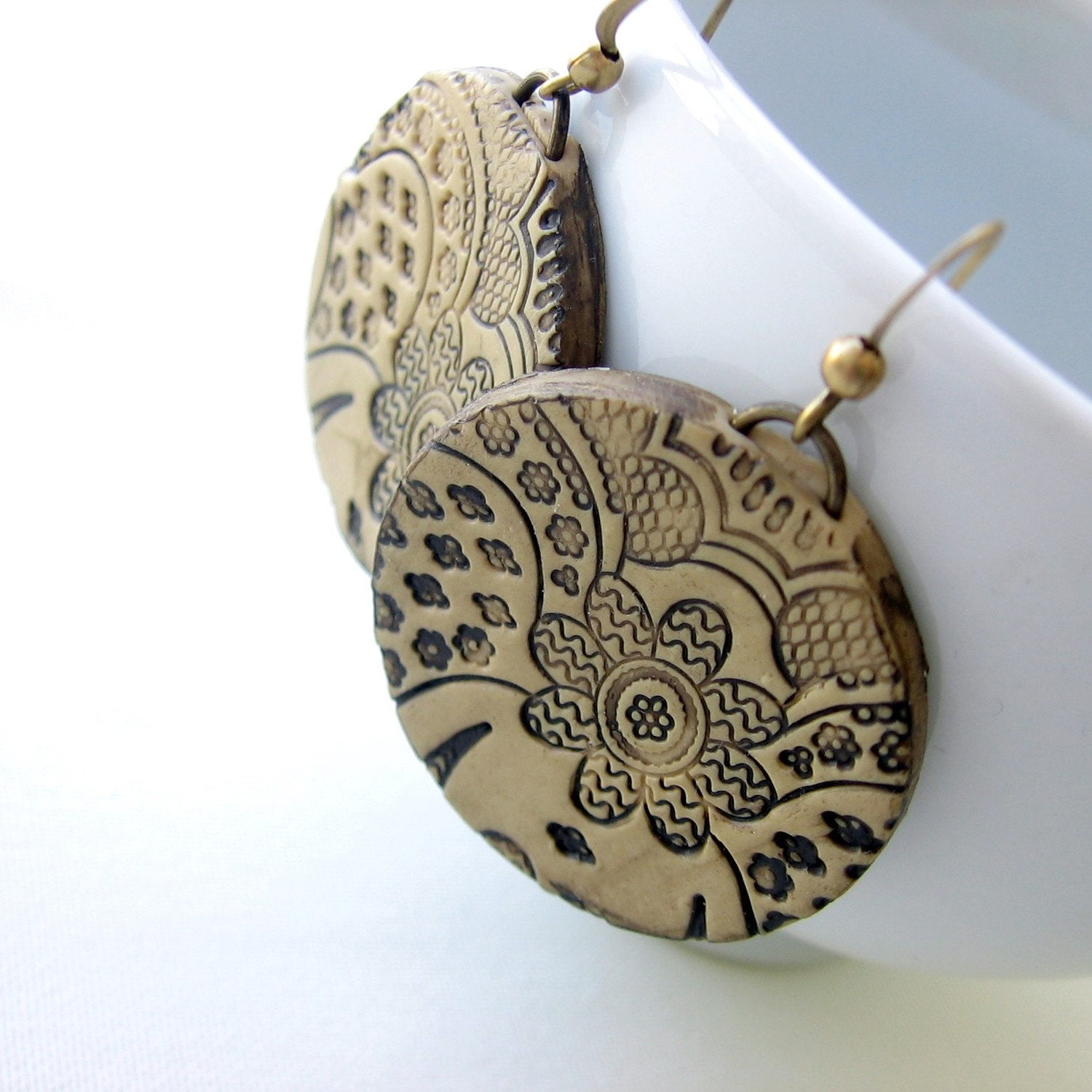 Antique Lace Romantic Disc Earrings