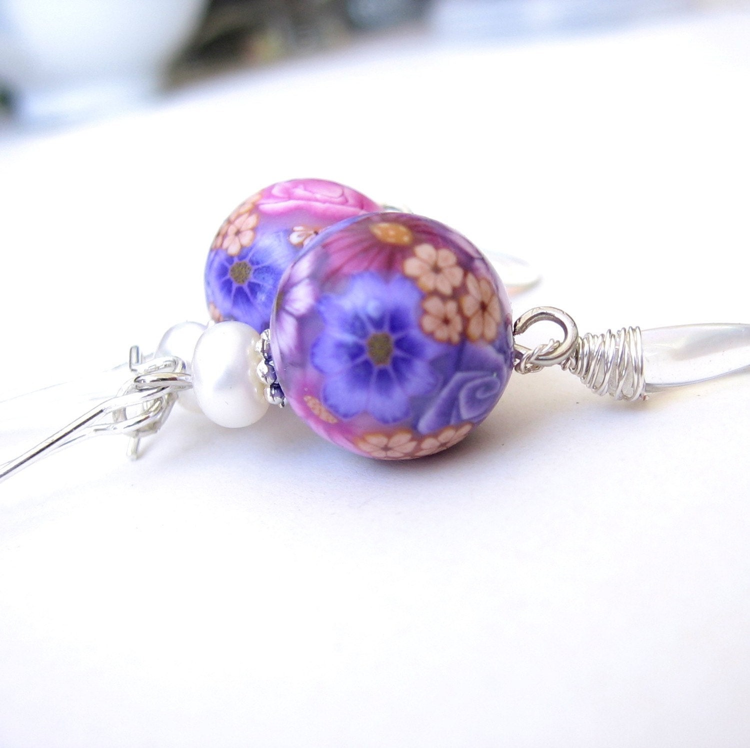 Earrings Purple collage - beautiful hand made