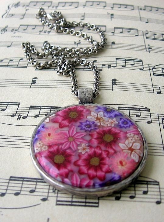 SECRET GARDEN Hand Made Polymer Clay Pendant