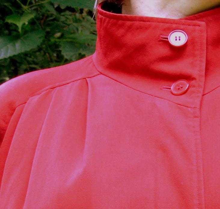 Vintage Red Coat Lightweight Wool 1980s Swing Coat Modern Size 18 to 20 Extra Large XL Outerwear