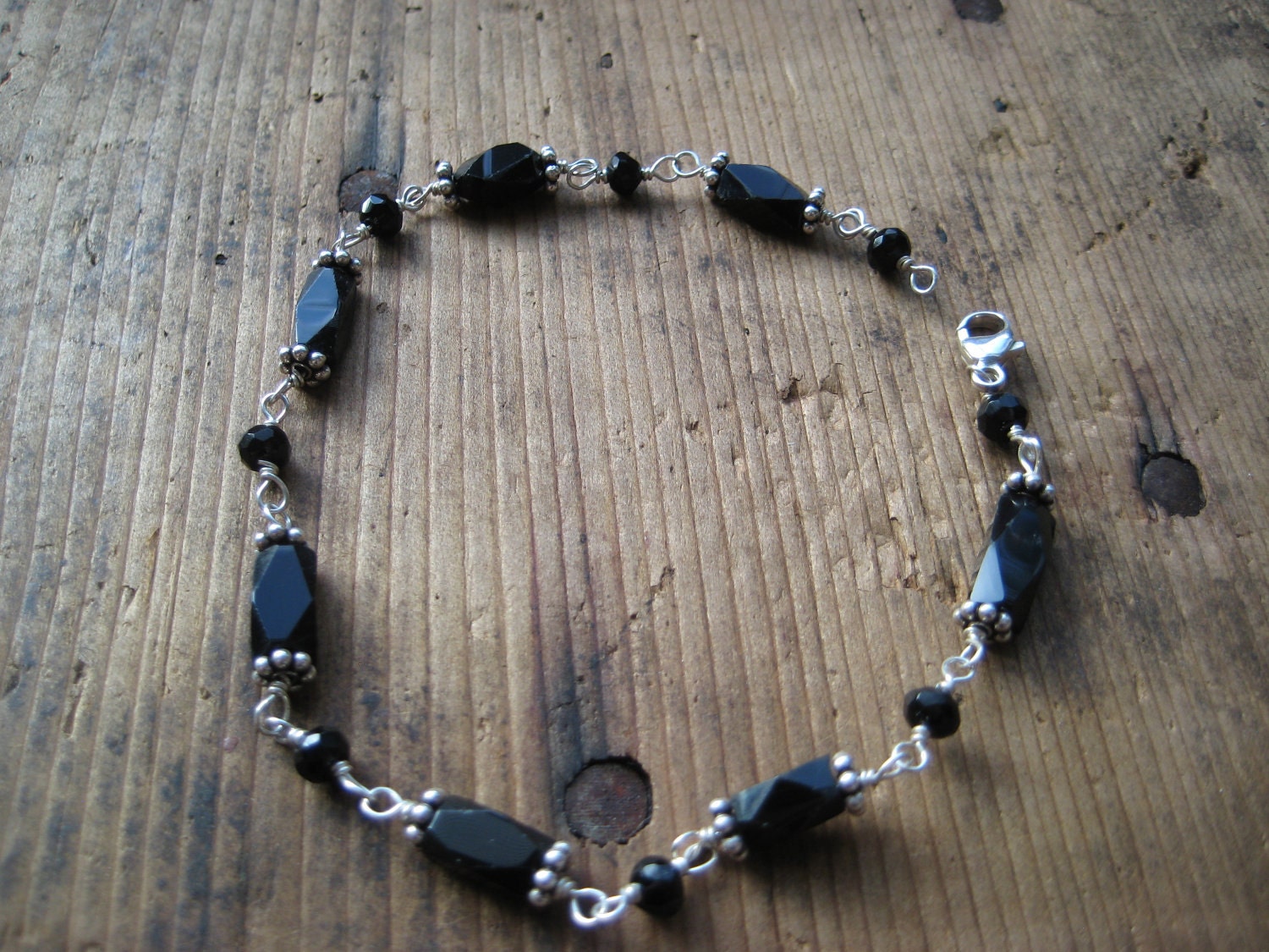 SALE Onyx and Sterling Silver Bracelet, Gifts under 15, Affordable Jewelry, Gifts for Her, Ready to Ship