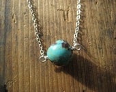 CLEARANCE - Turquoise and Sterling Silver Necklace, Gifts for her, Valentines Gifts, Affordable Jewelry, Gifts under 10, Ready to Ship