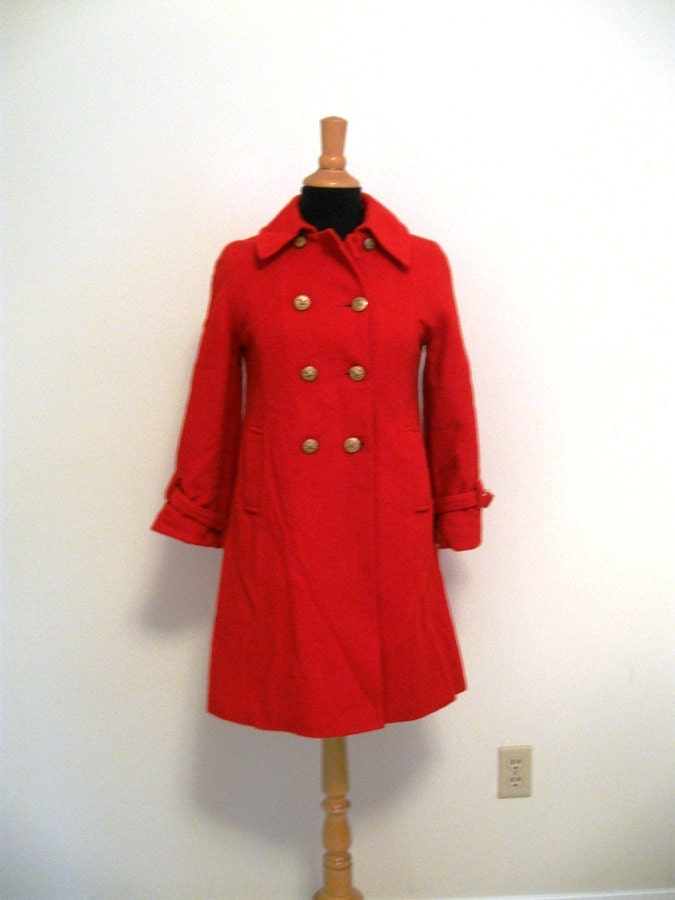 vintage red wool double breasted jacket with gold buttons Small