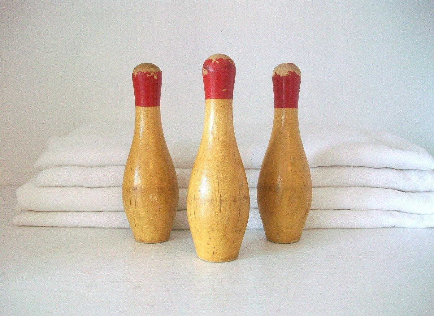 Vintage Bowling Pin Trio