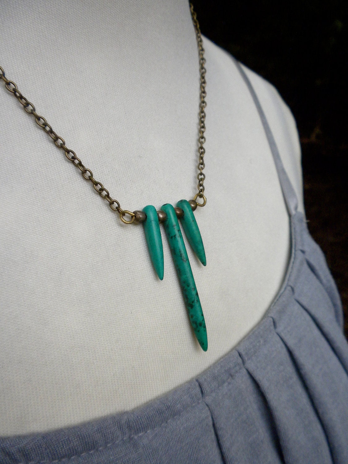 Sassy Turquoise Spike Beaded Necklace