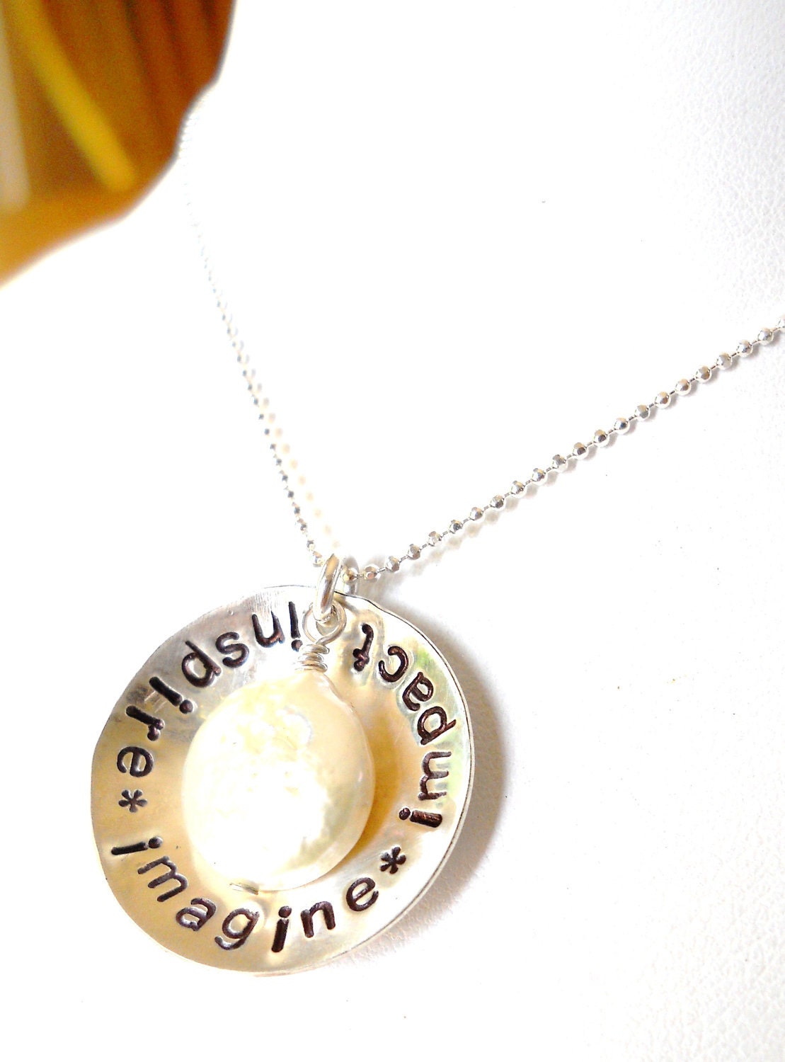 Teacher or Holiday Gift Idea - Hand-Stamped Necklace - Personalize Your Message