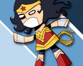 Super Hero Wonder Woman Art Print Illustration