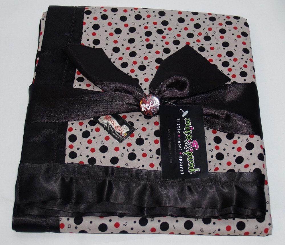 MamaSan and Miso Punk music notes blanket AND Guitar Grey Diaper cover - baby shower gift